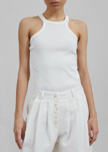The Frankie Shop Women Omi Halter Tank Top - White Tops White - Image 4