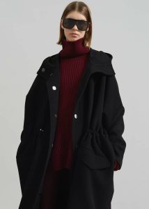 The Frankie Shop Women Outerwear Alida Hooded Long Coat - Black Black - Image 2