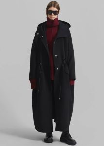 The Frankie Shop Women Outerwear Alida Hooded Long Coat - Black Black