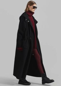 The Frankie Shop Women Outerwear Alida Hooded Long Coat - Black Black - Image 4