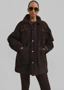 The Frankie Shop Women Outerwear Dulnain Suede Field Jacket - Dark Brown Brown