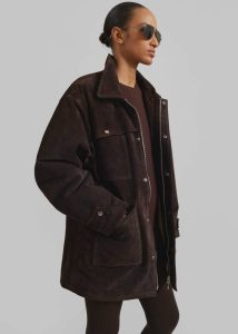 The Frankie Shop Women Outerwear Dulnain Suede Field Jacket - Dark Brown Brown - Image 4
