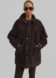 The Frankie Shop Women Outerwear Dulnain Suede Field Jacket - Dark Brown Brown - Image 5