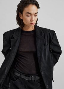 The Frankie Shop Women Peoria Faux Suede Blazer - Black Outerwear Black - Image 3