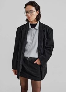 The Frankie Shop Women Peoria Faux Suede Blazer - Black Outerwear Black - Image 4