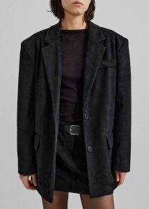 The Frankie Shop Women Peoria Faux Suede Blazer - Black Outerwear Black - Image 5