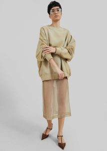 The Frankie Shop Women Peri Sheer Midi Skirt - Desert Sand Beige Bottoms