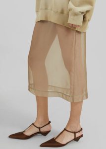 The Frankie Shop Women Peri Sheer Midi Skirt - Desert Sand Beige Bottoms - Image 3