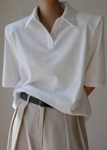 The Frankie Shop Women Rane Padded Shoulder Polo - White White Tops - Image 4