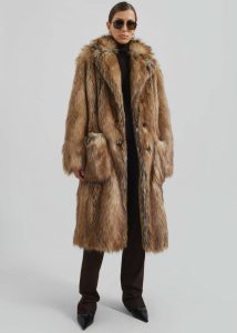 The Frankie Shop Women Rella Faux Fur Coat - Camel Brown Outerwear - Image 3