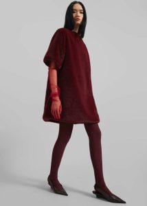 The Frankie Shop Women Stauben Faux Fur Mini Dress - Burgundy Dresses Red