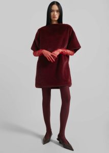 The Frankie Shop Women Stauben Faux Fur Mini Dress - Burgundy Dresses Red - Image 3