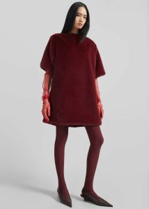 The Frankie Shop Women Stauben Faux Fur Mini Dress - Burgundy Dresses Red - Image 5
