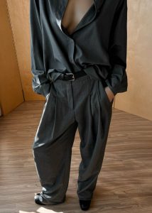 The Frankie Shop Women Tops Gelso Shirt - Dark Grey Melange Grey - Image 2