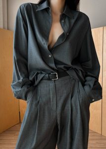 The Frankie Shop Women Tops Gelso Shirt - Dark Grey Melange Grey
