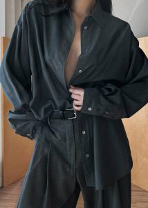 The Frankie Shop Women Tops Gelso Shirt - Dark Grey Melange Grey - Image 5