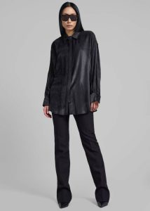 The Frankie Shop Women Tops Serin Corduroy Shirt - Black Black - Image 2