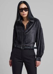 The Frankie Shop Women Tops Serin Corduroy Shirt - Black Black