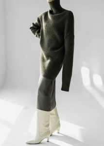 Thelma Ribbed Sweater Dress - Khaki Green The Frankie Shop Women Knitwear - Image 2
