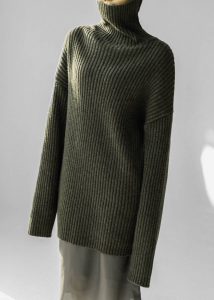 Thelma Ribbed Sweater Dress - Khaki Green The Frankie Shop Women Knitwear - Image 3