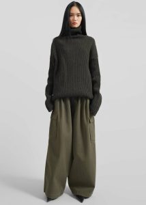 Thelma Ribbed Sweater Dress - Khaki Green The Frankie Shop Women Knitwear - Image 4
