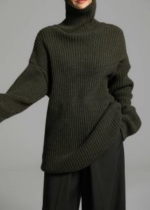 Thelma Ribbed Sweater Dress - Khaki Green The Frankie Shop Women Knitwear - Image 5