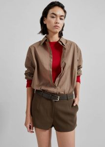 Tolu Shirt - Brown/White Pinstripe Women The Frankie Shop Brown Tops - Image 2