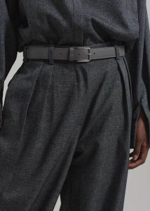 Toni Pebbled Leather Belt - Grey Women Belts The Frankie Shop Grey - Image 2