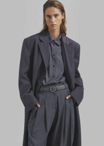 Toni Pebbled Leather Belt - Grey Women Belts The Frankie Shop Grey - Image 3