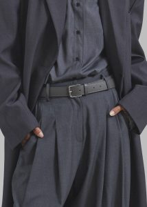 Toni Pebbled Leather Belt - Grey Women Belts The Frankie Shop Grey - Image 4