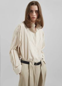 Tops Beige The Frankie Shop Lecco Striped Shirt - Beige Stripe Women - Image 4