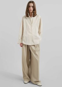 Tops Beige The Frankie Shop Lecco Striped Shirt - Beige Stripe Women - Image 5