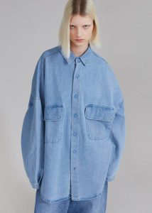 Tops Blue Dallas Denim Overshirt - Worn Wash Women The Frankie Shop - Image 2