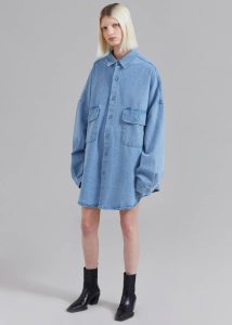 Tops Blue Dallas Denim Overshirt - Worn Wash Women The Frankie Shop