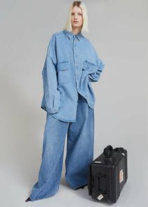 Tops Blue Dallas Denim Overshirt - Worn Wash Women The Frankie Shop - Image 3
