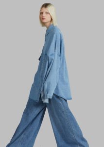 Tops Blue Dallas Denim Overshirt - Worn Wash Women The Frankie Shop - Image 4