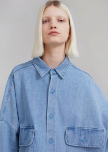 Tops Blue Dallas Denim Overshirt - Worn Wash Women The Frankie Shop - Image 5