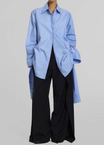 Tops Blue The Frankie Shop Women Birkholm Double Sleeve Tie Shirt - Blue - Image 2