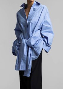 Tops Blue The Frankie Shop Women Birkholm Double Sleeve Tie Shirt - Blue