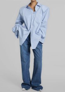 Tops Blue The Frankie Shop Women Cyrus Button Up Shirt - Blue/White Stripe