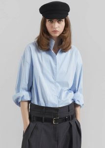 Tops Blue The Frankie Shop Women Lecco Striped Shirt - Blue - Image 4