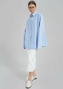 Tops Blue Women Aniston Button Up Shirt - Sky The Frankie Shop - Image 2