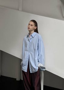 Tops Blue Women Aniston Button Up Shirt - Sky The Frankie Shop - Image 3
