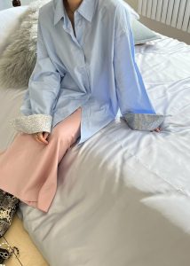 Tops Blue Women Aniston Button Up Shirt - Sky The Frankie Shop - Image 5