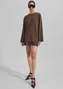 Tops Brown Women Rainey Long Sleeve Tee - Brown The Frankie Shop - Image 2