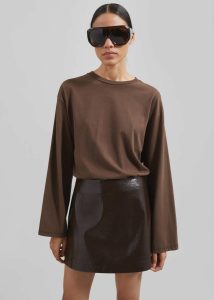 Tops Brown Women Rainey Long Sleeve Tee - Brown The Frankie Shop