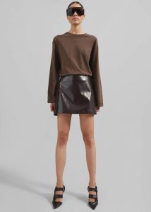 Tops Brown Women Rainey Long Sleeve Tee - Brown The Frankie Shop - Image 4