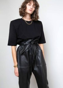 Tops Carrington Padded Shoulder Tee - Black Black Women The Frankie Shop - Image 3