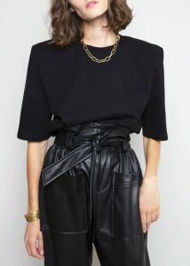 Tops Carrington Padded Shoulder Tee - Black Black Women The Frankie Shop - Image 4