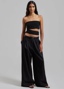Tops Catalina Pleated Trousers - Black Women Black The Frankie Shop